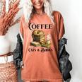 Sleeping Cat And Books With Coffee Lover Women's Comfort Colors T-Shirt Yam