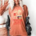 Staying Alive One Book At A Time Skeleton Reading Librarian Women's Comfort Colors T-Shirt Yam