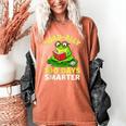 Toad-Ally 100 Days Smarter Frog Reading Book 100 School Day Women's Comfort Colors T-Shirt Yam