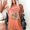 Unearth A Story Cute Turtle Reading Books Librarian Women's Comfort Colors T-Shirt Yam