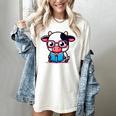 Adorable Book Lover Cow With Reading Glasses Cute Women's Comfort Colors T-Shirt Ivory