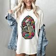 Book Lover Skeleton Reading With Dia De Los Muertos Flowers Women's Comfort Colors T-Shirt Ivory