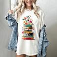 Book Stack With Flowers Reading Lover Bookish Women's Comfort Colors T-Shirt Ivory