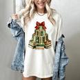 Christmas Book Tree Coquette Bow Xmas Reading Librarian Girl Women's Comfort Colors T-Shirt Ivory