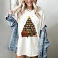 Christmas Tree Bookshelf Book Lover Library Women's Comfort Colors T-Shirt Ivory