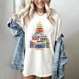 Christmas Tree Made Of Books Librarian Reader Holiday Women's Comfort Colors T-Shirt Ivory