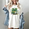 Coquette Bow Books St Patrick's Shamrock Bookworm Librarian Women's Comfort Colors T-Shirt Ivory