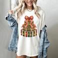 Coquette Christmas Book Tree Xmas Lights Librarian Teacher Women's Comfort Colors T-Shirt Ivory Coquette Christmas Book Tree Xmas Lights Librarian Teacher Women's Comfort Colors T-Shirt Ivory
