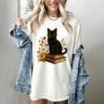 Cute Cat Book Flowers Women's Comfort Colors T-Shirt Ivory Cute Cat Book Flowers Women's Comfort Colors T-Shirt Ivory