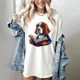 Cute Dog Basset Hound Reading Book Women's Comfort Colors T-Shirt Ivory