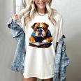 Cute Dog English Bulldog Reading Book Women's Comfort Colors T-Shirt Ivory
