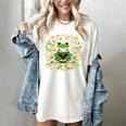 Cute Floral Frog Book Reading Women's Comfort Colors T-Shirt Ivory