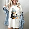 Cute Penguin Reading Book Faux-Crochet Print Women's Comfort Colors T-Shirt Ivory