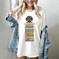 Cute Wiener Dog Dachshund Reading On Pile Of Books Women's Comfort Colors T-Shirt Ivory Cute Wiener Dog Dachshund Reading On Pile Of Books Women's Comfort Colors T-Shirt Ivory