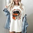 Fall Book Teacher Cat Books Halloween Autumn Librarian Women's Comfort Colors T-Shirt Ivory