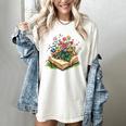 Floral Book Bloom Wildflowers Literature Nature Fantasy Women's Comfort Colors T-Shirt Ivory
