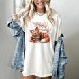 Fox And Book Lover Graphic For Women And Spring Pink Flower Women's Comfort Colors T-Shirt Ivory