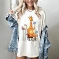 Giraffe Reading Tea Books Coffee Book Lover Graphic Women's Comfort Colors T-Shirt Ivory