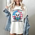 A Good Day To Read a Book Reading Eagle With American Flag Women's Comfort Colors T-Shirt Ivory