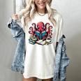 Octopus Reading Book Coffee Lover Bookaholic Bookworm Reader Women's Comfort Colors T-Shirt Ivory