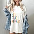 Sip Tea Pet Cats Read Books Repeat Book Cat Lover Women's Comfort Colors T-Shirt Ivory