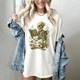 Skeleton Book Floral Skull Halloween Teacher Costume Women's Comfort Colors T-Shirt Ivory