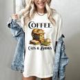 Sleeping Cat And Books With Coffee Lover Women's Comfort Colors T-Shirt Ivory