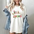 Teacher Read More Books Christmas Reading Bookworm Librarian Women's Comfort Colors T-Shirt Ivory