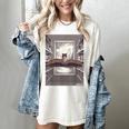 Totally Weird Tees Cat Library Book Reading Literary Women's Comfort Colors T-Shirt Ivory