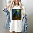 Van Gogh Starry Night Art Cat And Book Lovers Women's Comfort Colors T-Shirt Ivory