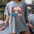 Adorable Book Lover Axolotl With Reading Glasses Cute Women's Comfort Colors T-Shirt Gray Adorable Book Lover Axolotl With Reading Glasses Cute Women's Comfort Colors T-Shirt Gray