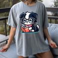 Adorable Book Lover Border Collie With Reading Glasses Cute Raglan Baseball Tee Women's Comfort Colors T-Shirt Gray