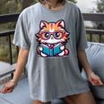 Adorable Book Lover Maine Coon Cat With Reading Glasses Cute Women's Comfort Colors T-Shirt Gray Adorable Book Lover Maine Coon Cat With Reading Glasses Cute Women's Comfort Colors T-Shirt Gray