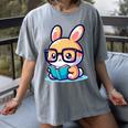 Adorable Book Lover Rabbit With Reading Glasses Cute Premium Women's Comfort Colors T-Shirt Gray