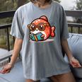Adorable Book Lover Salmon With Reading Glasses Cute Women's Comfort Colors T-Shirt Gray