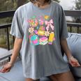 Apple Disco Pencil Books Bow Teacher Student Back To School Women's Comfort Colors T-Shirt Gray