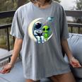 Astronaut Reading Book To Alien Shirt Moon Space Lover Kids Women's Comfort Colors T-Shirt Gray