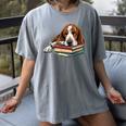 Basset Hound Books Dog Breed Graphic Women's Comfort Colors T-Shirt Gray