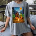 Bigfoot And Alien Reading Books Campfire Halloween Women's Comfort Colors T-Shirt Gray Bigfoot And Alien Reading Books Campfire Halloween Women's Comfort Colors T-Shirt Gray