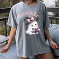 Boo Ghost Books Coquette Bow Halloween Women School Teacher Women's Comfort Colors T-Shirt Gray Boo Ghost Books Coquette Bow Halloween Women School Teacher Women's Comfort Colors T-Shirt Gray