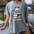 Boo Skeleton Skull Books Halloween Women School Teacher Kid Premium Women's Comfort Colors T-Shirt Gray Boo Skeleton Skull Books Halloween Women School Teacher Kid Premium Women's Comfort Colors T-Shirt Gray