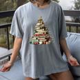 Book Christmas Tree Books Lovers Xmas Teacher Men Women Kids Women's Comfort Colors T-Shirt Gray