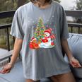 Book Christmas Tree Bookworm Gingerbread Man Snowman Reading Women's Comfort Colors T-Shirt Gray