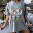 Book Lover Christmas Reader Ugly Sweater Tee Xmas New Year Women's Comfort Colors T-Shirt Gray Book Lover Christmas Reader Ugly Sweater Tee Xmas New Year Women's Comfort Colors T-Shirt Gray