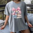 Book Lover Coquette Bow Pink Dainty Ribbon Cute Bookworm Women's Comfort Colors T-Shirt Gray