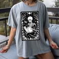 Book Lover The Reader Tarot Card Skeleton Reading Women's Comfort Colors T-Shirt Gray