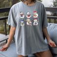 Book Lover Teacher Snowman Reading Books Christmas Winter Women's Comfort Colors T-Shirt Gray