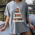 Book Merry Little Christmas Tree Holiday Women's Comfort Colors T-Shirt Gray