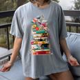 Book Stack With Flowers Reading Lover Bookish Women's Comfort Colors T-Shirt Gray