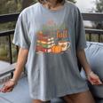 All Booked For Fall Books Coffee Fall Leaves Pumpkins Autumn Women's Comfort Colors T-Shirt Gray
